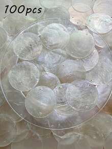 50-200pcs Natural Shell Mica Flakes Set, Translucent Oval Shape With Hanging Ring, Dyeable, Suitable For DIY Wind Chime Accessories, Wedding Party Decoration, Room Decoration, Bedroom Decoration And Home Decor - Multicolor - View 8