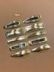 10pcs Gold Fashion Sweet Style Elegant BB Hair Clips Suitable For Daily Use - Multicolor - View 8