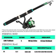1.8m/5.9ft Telescopic Fishing Rod Set With Spinning Reel, Pre-Loaded Line & Black Carry Bag, Light Portable Freshwater Fishing Gear For All Anglers - Green - View 6