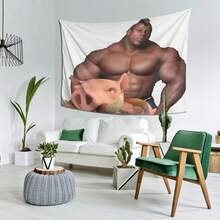 Hog Rider Bedroom Decor Tapestry, Suitable For Bedroom, Living Room, Birthday Party Decoration, Easy To Hang Home Decor Poster, Fun Design, Soft Texture, Interior Design Enthusiasts - White - View 13
