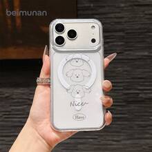 Entrega local rápida. 1 pieza. Funda magnética transparente con diseño de perro lindo y orificio para 11-17 Pro Plus. Alta transparencia, anticaídas. Regalo perfecto para cumpleaños/Día de San Valentín/parejas. - 1 imagen - Ver 1