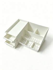 1PC Plastic Drawer Style Desk Organizer Box, Stationery Storage Container With Multiple Compartments For Pens Markers, Classroom Office Dorm Room Table Supply Holder, Stackable Shelf For School Home, Practical Gift For Students School Supplies - Style 1 - View 8
