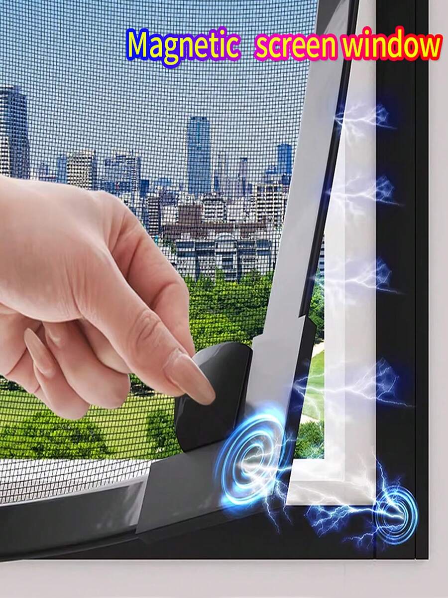 Lưới chống muỗi cửa sổ nam châm DIY 2026, rèm voan trong suốt tàng hình, bảo vệ chống côn trùng và ruồi theo yêu cầu, có khóa cài, chống gió