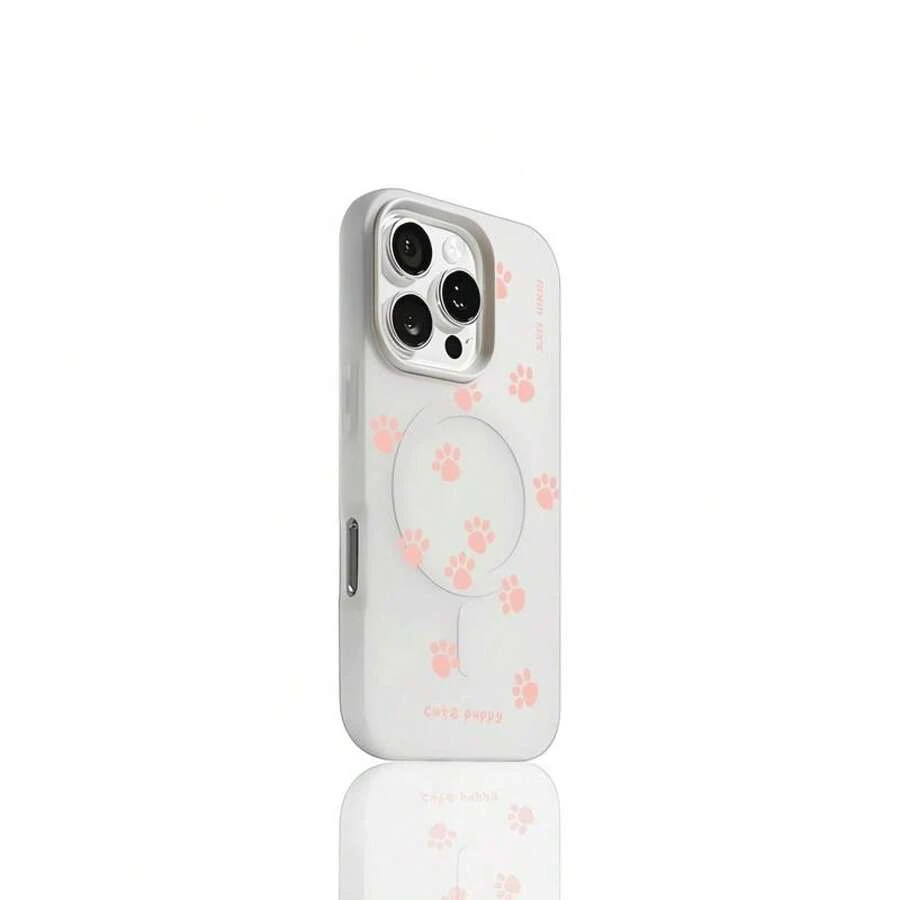 A Cute Pink Paw Print Macaron-Style TPU Magnetic Case Compatible With IPhone 17, 17 Pro, 17 Air, 17 Pro Max, 11, 11 Pro Max, 12, 12 Pro, 12 Pro Max, 13 Pro Max, 13 Pro, 13, 14, 14 Pro, 14 Plus, 14 Pro Max, 15, 15 Pro, 15 Plus, 15 Pro Max, 16, 16 Pro, 16 Plus, 16 Pro Max. This Premium Protective Case Makes A Great Christmas, New Year, Or Easter Gift For Family And Friends. Phone Case - 古董白 - 查看 1