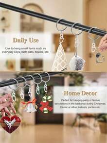 32/16/8/4pcs Metal Curtain Rings With Clips, Multi-Purpose Shower Curtain Hooks, Smooth Sliding Curtain Clips, Suitable For Curtains, Bathroom Shower Curtain Rods, Home Decor Accessories - Multicolor - View 2