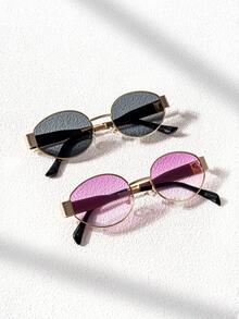 2 Pairs Oval Fashion Glasses For Women, High-End Style, Unisex Driving Fashion Glasses - Multicolor - View 7