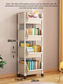 1pc Multi-Layer Open-Top Movable Bookshelf Storage Rack, Gap-Filling Simple Floor-Standing Dust-Proof Organizer For Children's Toys And Books, Suitable For Home, Bedroom, Study, Balcony, Housewarming Gift, Home Decor, Daily Essential - White - View 10