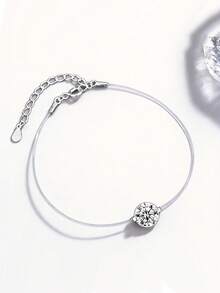 ConiiW Exquisite 925 Sterling Silver 1ct Moissanite Creative Transparent Fishing Line Women's Bracelet, Suitable For Daily Wear Or Party - White - View 3