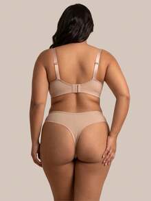 Conjunto Lingerie Plus Size Reforçado em Microfibra Sutia Com Bojo e Calcinha Fio Duplo Natalia. - Bege - Visão 2