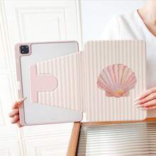 1 pieza Funda protectora para tableta con estampado de estrella de mar a rayas rosas, rotación 360°, compatible con iPad 11/A16/10th/Air4/5/6/Pro 12.9/2024/2025/2020/2021/2022/2023/10.2/10.9, compatible con Galaxy Tab A8/A9 Plus/S6 Lite/S7/S9FE PLUS, compatible con Xiaomi, perfecto para trabajo, viajes y uso doméstico, compatible con Oppo Pad, Matepad, Pad, Honor Pad, Xiaoxin Pad - Multicolor - Ver 10