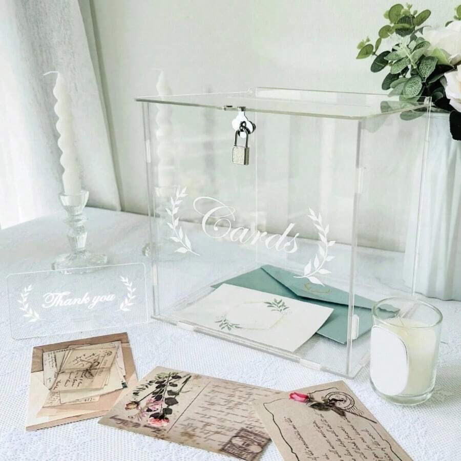 2D Flat Wedding Card Box, Elegant Envelope, Gift Card & Cash Gift Storage Box, Suitable For Graduation Events, Celebrations And Birthday Parties - A - View 1