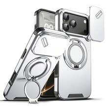 Order And Follow Store To Get Free Lanyard, Lens Slide Cover Push Window Magnetic Stand Anti-Drop Phone Case + Hand Strap Phone Case/Compatible With Apple 18PROMAX/18PRO/17PROMAX/16promax/15promax/14promax/13promax/12promax/11promax/Compatible With Samsung S26/2524321u Phone Case Compatible With Xiaomi 17TPRO Compatible With Honor 600PRO Compatible With Huawei Compatible With OPPO Compatible With Vivo Compatible With Moto Compatible With Transsion - Silver - View 3