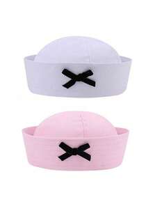 1pc New Bow Tie Nautical Cap, Cute Sun Protection Hat For Women, Summer Outdoor Sailor Hat, Large Head Circumference Beret - Multicolor - View 22