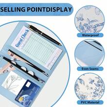 2pcs Durable Server Book For Waiters Waitresses With Money Pockets Pen Holder Clear Card Slots Perfect Restaurant Server Organizer For Aprons - Blue - View 4