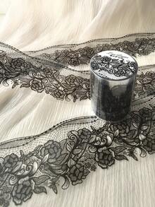 1 Roll 2m Vintage Black Lace PET Transparent Tape French Floral Lace Edge Washi Tape Junk Journal Collage Decoration Base Material - JD632 - View 3