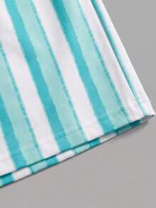 Men's Summer Beach Casual Contrast Stripe Drawstring Shorts - Mint Blue - View 8