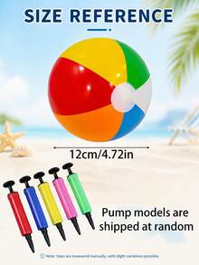 3pcs/1pc- 6 Color Inflatable Beach Ball Set, Comes With Manual Pump, Smooth Thick PVC Foldable Beach Ball, Portable Summer Pool, Beach, Backyard Party Game Toy - 6-color Beach Balls - View 4