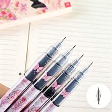 Rose & Butterfly Print Direct Liquid Gel Pen Set, 4pcs, 0.5mm Needle Tip, Quick-Dry Black Ink, Cap-Off Ballpoint Pens, INS Style, Student Exam Practice, Office Writing, Stationery Gift Box, Birthday Gift - Sets - View 4