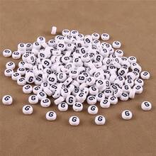 200/500/1000颗 4x7mm 黑色底金色字母图案珠子，DIY项链首饰制作材料 - 白底黑字 - 查看 55