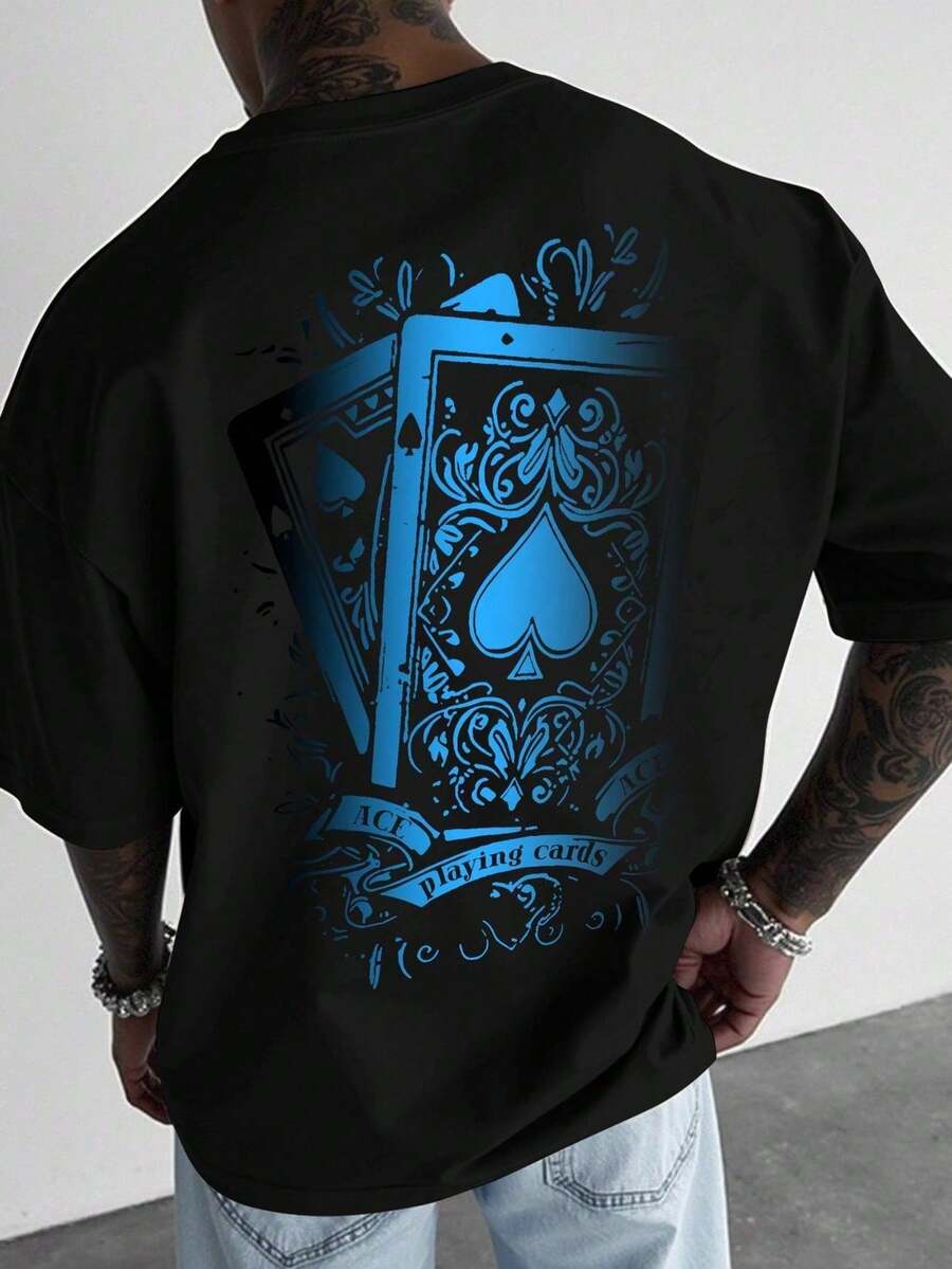 Manfinity Roughcore Men's Casual Crew Neck Short Sleeve T-Shirt With Eye And Palm Print - Black - View 1