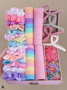 727pcs/Set Ligas Elásticas para el Cabello Estilo Princesa Lindas, Ligas Duraderas & No Dañinas para el Cabello - Multicolor 2 - Ver 18