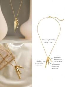 1 Stück INS Urlaubsstil Edelstahl 18K vergoldet gehämmert Meeresleben Fisch Anhänger Halskette, mehrere Größen, Schmuckaccessoire für Frauen, Sommer Strandurlaub Party - Gold - Übersicht 7