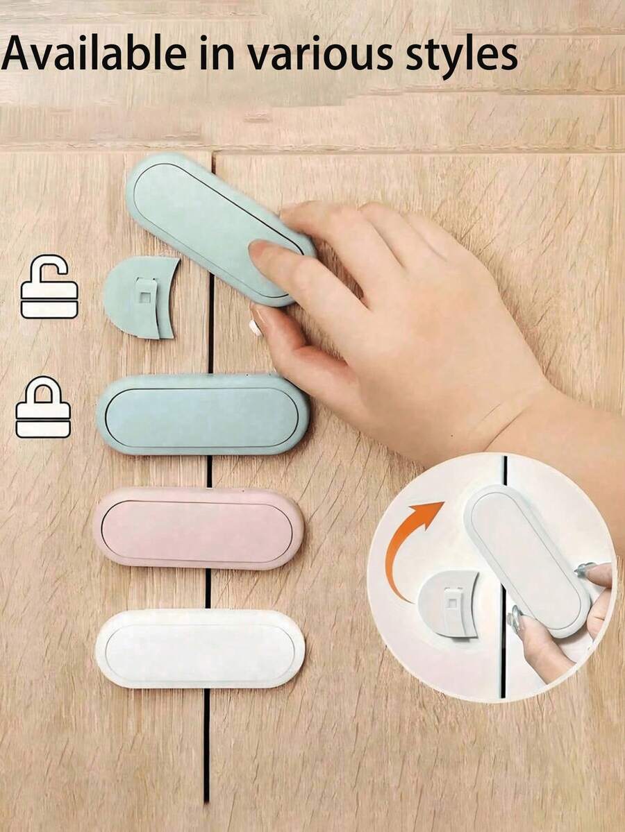 Cabinet Lock/Drawer Lock, Anti-Pinch Design, Suitable For Wardrobes, Refrigerators And Appliance Cabinet Doors, Provides Effective Protection; Multiple Colors Available, Invisible Lock Design, High-Quality Anti-Pinch Lock.