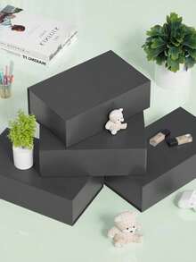 3pcs Elegant Luxury Gift Box Set With Magnetic Closure, Ribbon Decoration, Minimalist Fashion High-End Aesthetic Design, Suitable For Groomsman Proposal Box, Wedding, Christmas, Halloween, Birthday Gift, Pink - Black - View 4