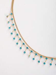 New Double-Layer Rhinestone Tassel Waist Chain Women's Beach Fashion Crystal Body Chain Waist Accessory Bikini Accessories - Gold B - View 5