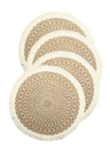 Geometric Pattern Placemats, Round Linen Jute Woven Coarse Fabric Placemats, Flower Pot Mats, Heat-Resistant Table Mats For Kitchen And Dining Room, Home Decor, Room Decoration, Suitable For Weddings, Parties, Birthday Parties, Family Gatherings, Restaurant Decor - Multicolor - View 11