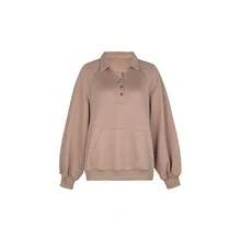 New Arrival: European And American Women's Casual Autumn And Winter Pullover Sweatshirt With A Textured Collar - 棕色 - 查看 7