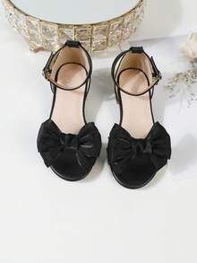 Neue schwarze Mode-Sandalen für Mädchen mit doppellagigem Satinband-Schleifendesign, elegant und raffiniert, geeignet für den täglichen Gebrauch von Mädchen, römische Sandalen mit niedrigem Absatz, geeignet für Tanzaufführungen, Hochzeitsblumenmädchen, Partys, Festivals, Abschlussfeiern, passend zu Kleidern, High-Heel-Sandalen für Mädchen in großen Größen, Prinzessinnen-Sandalen - Schwarz - Übersicht 9