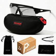 1pc POLASUP Fashion Geometric Sports Cycling Half-Frame Eyeglasses, Suitable For Cycling, Running, Outdoor Activities, Includes Hard Case, Storage Bag, Glasses Strap And Cleaning Cloth, Unisex Stylish Goggles - Multicolor - View 13
