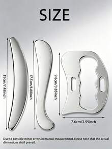 3/2Pcs Stainless Steel Gua Sha Tool, Lymphatic Drainage Muscle Scraping Massager, Full Body Spa Massage Relaxation Device, Travel & Home Essential Unisex Massage Tool - Multicolor - View 3