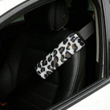 2pcs/1pc Car Seat Belt Shoulder Pads Anti-Pinch Protective Cover Leopard Print Faux Mink Fur Car Interior Accessories, Soft Comfortable Exquisite Car Shoulder Pads Seat Belt Decor, 4 Colors Available - A - View 6