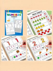 Dual Skill Number & Handwriting Workbook | Multi-Page Letter, Coloring & Counting Practice, Reusable Sheets For Home & Independent Learning, Pencil Control, Addition & Subtraction Tracing For Primary Kids,Teacher Supplies,Classroom,Back To School - 彩色 - 查看 3