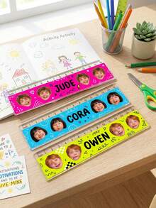 Custom Photo Name Acrylic Ruler, 15cm Cute Graffiti Kids Straight Ruler, Bright Color School Stationery, Clear Precise Scale, Back To School Supplies For Boys Girls, Personalized Custom Gift For Classroom Study - Multicolor - View 3
