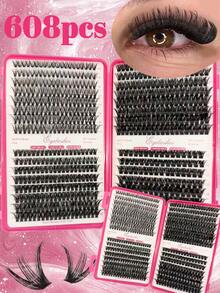 Große Kapazität 640/608 Wimpern manuell, 10D, 20D, 30D, 40D, 50D, 60D, 80D, 100D DIY Kunstnerz Wimpernverlängerungen - Hochwertige D-Curl natürliche dichte Einzelwimpern, perfekt für DIY Wimpernverlängerungen - wiederverwendbar, leicht und einfach zu verwenden - D - Übersicht 2