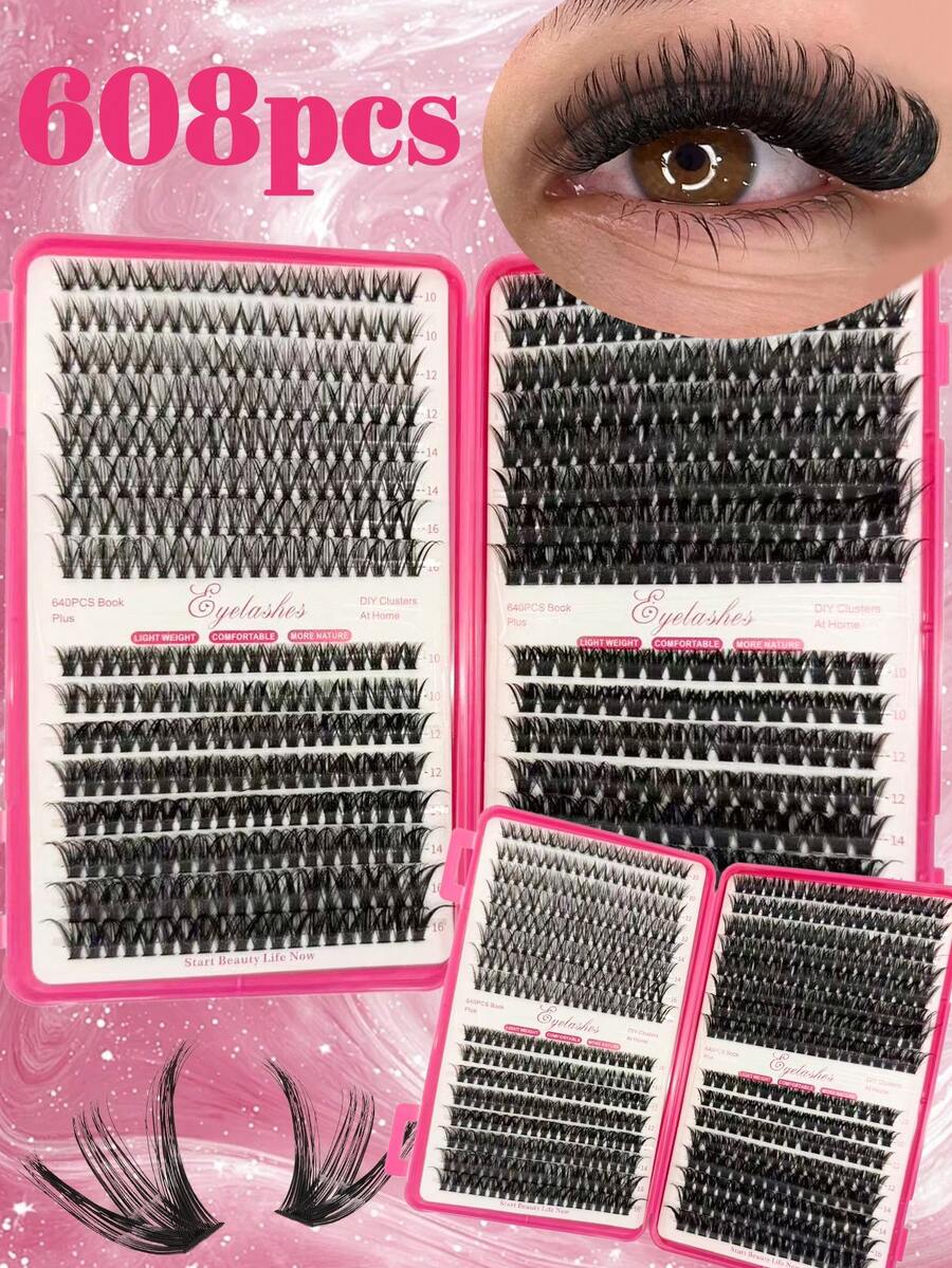 Große Kapazität 640/608 Wimpern manuell, 10D, 20D, 30D, 40D, 50D, 60D, 80D, 100D DIY Kunstnerz Wimpernverlängerungen - Hochwertige D-Curl natürliche dichte Einzelwimpern, perfekt für DIY Wimpernverlängerungen - wiederverwendbar, leicht und einfach zu verwenden