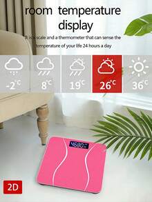 Body Weight Scale, Digital Bathroom Scale, Body Weight Scale, Pink, Max Capacity: 400 Lbs/180 Kg, Back To School - A - View 6
