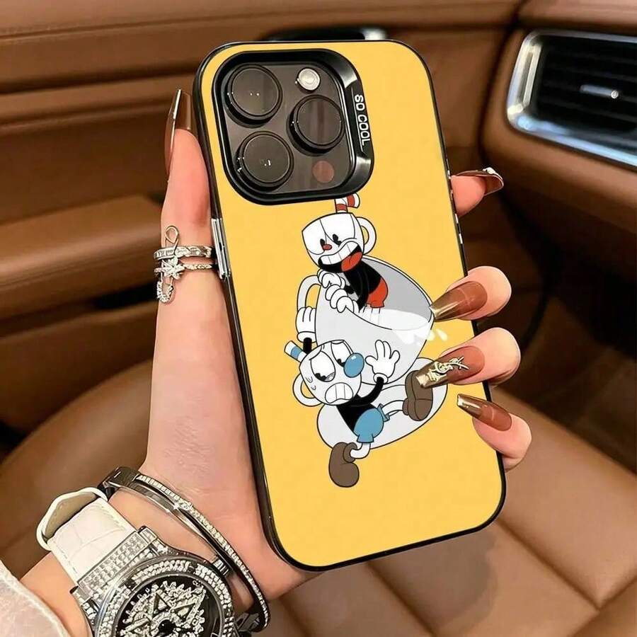 Phone Case For 17 16 15 14 13 12 11 Plus Pro With Copperhead And Muggman Cartoon Design, Hand-Painted Silver Edge, Cute And Creative Protective Case. - 多色5 - 查看 1