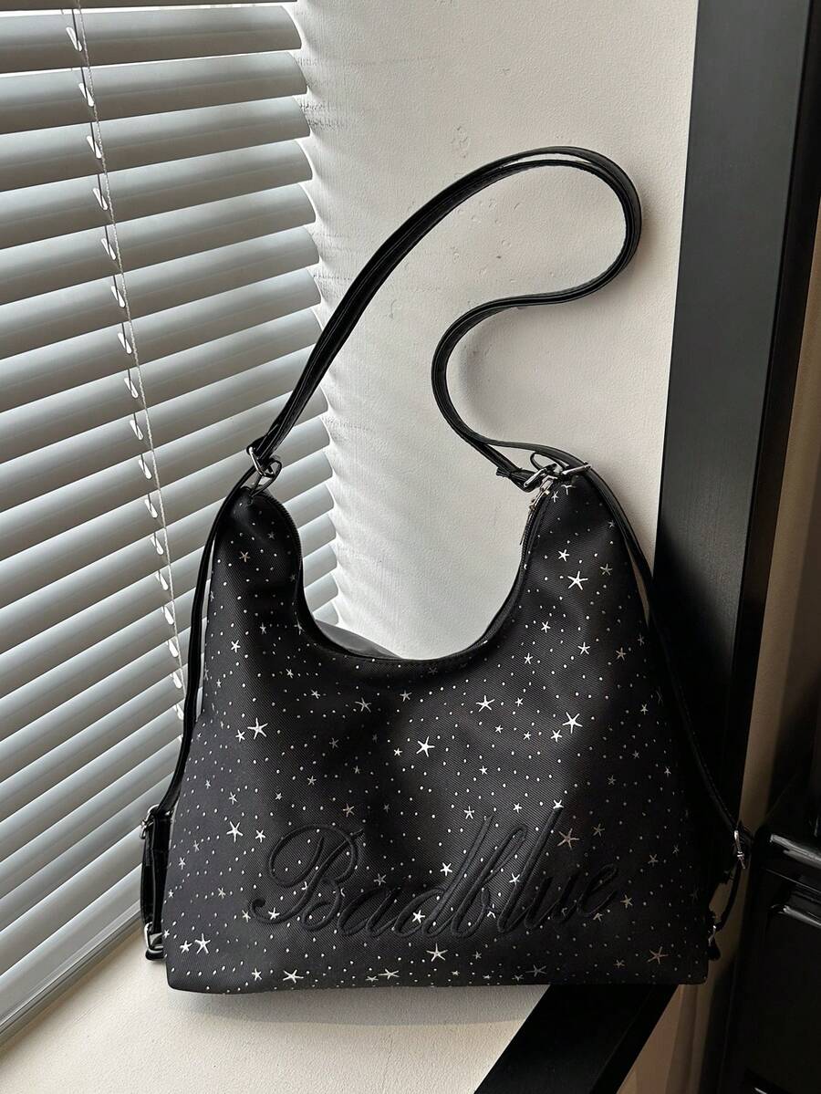 2025 Fashion Matte Solid Color Punk Rivet Commuter Tote Bag Minimalist Niche Underarm Bag Stylish Large Capacity Shoulder - Black - View 1