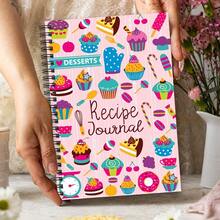 1 pieza Libro de recetas colorido para entusiastas de la cocina, planificador de comidas DIY y libro de cocina familiar, perfecto para coleccionar recetas, diseño de dibujos animados divertido con pasteles, cupcakes, macarons, utensilios de cocina y útiles escolares - Multicolor - Ver 1