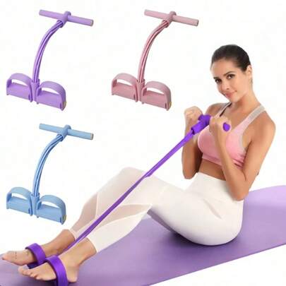 1pc 6-Tube Adjustable Resistance Foot Pedal Pull Band, Home Fitness Equipment For Waist, Legs, Arms And Full Body Training
