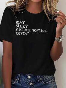 Women's Pure And Comfortable T-Shirt For Figure Skating - Black - View 1