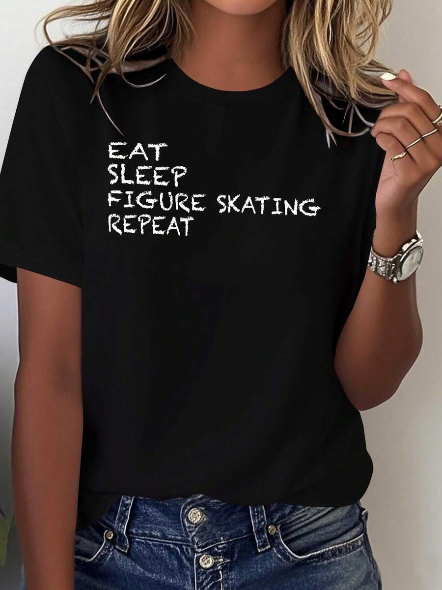 Women's Pure And Comfortable T-Shirt For Figure Skating - Black - View 1