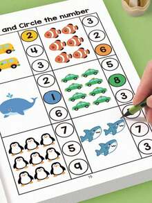 MINKOJA 1pc Number Coloring Practice Book, Suitable For Preschoolers' Logical Thinking Training, Suitable For 3-6 Years Old Children, Preschool Preparation Material, Fun Math Practice Book, Suitable As Holiday Gift, Classroom Learning Tool, School Supplies, Back To School Supplies, Toys - Multicolor - View 2