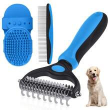 Double-Sided Pet Grooming Rake - 4-In-1 Professional Pet Grooming Kit, Deshedding Dematting Tool For Dogs, Cats, Extra-Wide Grooming Brush & Deshedder Comb For Long And Short Haired Pets - View 8