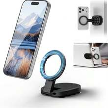 New 3-In-1 Phone Stand, Bionic Octopus Suction Cup And Magnetic Design, Suitable For Most Scenarios, High-Strength Magnet Combined With Stable Suction Cup For Iron Surfaces Or Smooth Surfaces, Portable Travel Stand With Carabiner Design - Black - View 1