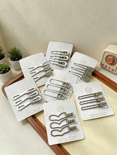 3 piezas de pinzas para el cabello de metal con diseño de cocodrilo plateado, para flequillo frontal y cabello lateral , accesorios para el cabello para niñas